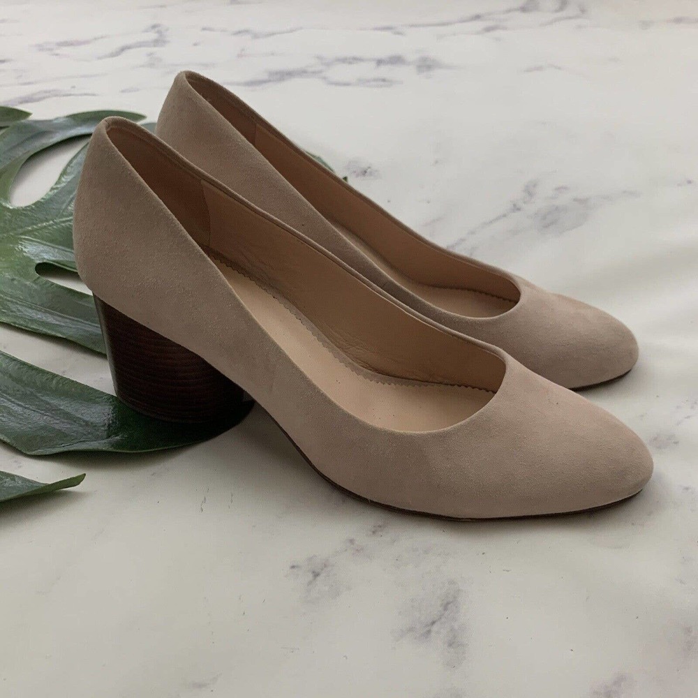 J.Crew Womens Suede Pumps Heels Size 6.5 Pastel Pink Round Toe Slip On